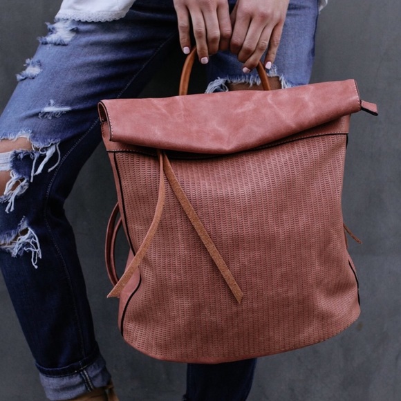 Vegan Leather BACK PACK NWT Dusty Rose Pink - Picture 2 of 7